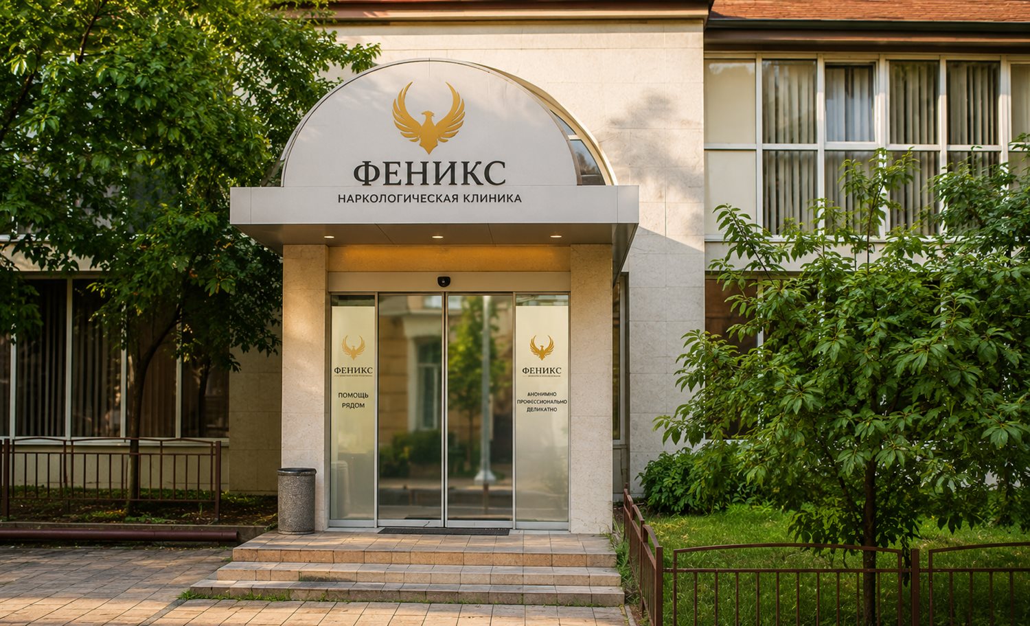 Вход в наркологическую клинику «Феникс» в Элисте